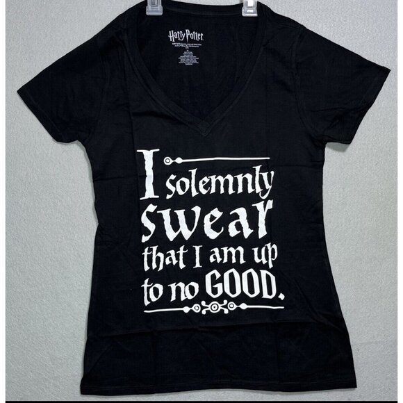 Harry Potter Adult T-Shirt Medium Black Men Women Tee  Short Sleeve,  I Swear - Picture 1 of 6